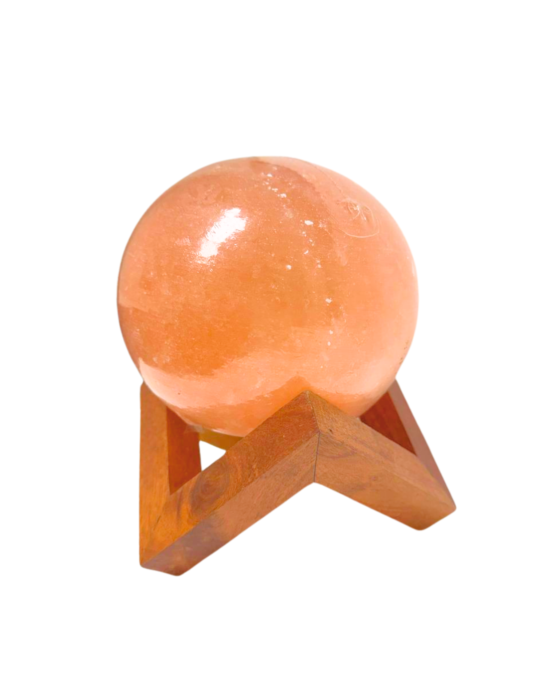 Salt Sphere on Artisan Wood Stand
