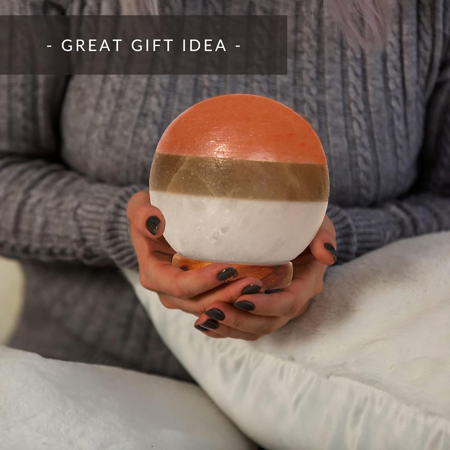 Tri-Color Himalayan Salt Sphere Lamp