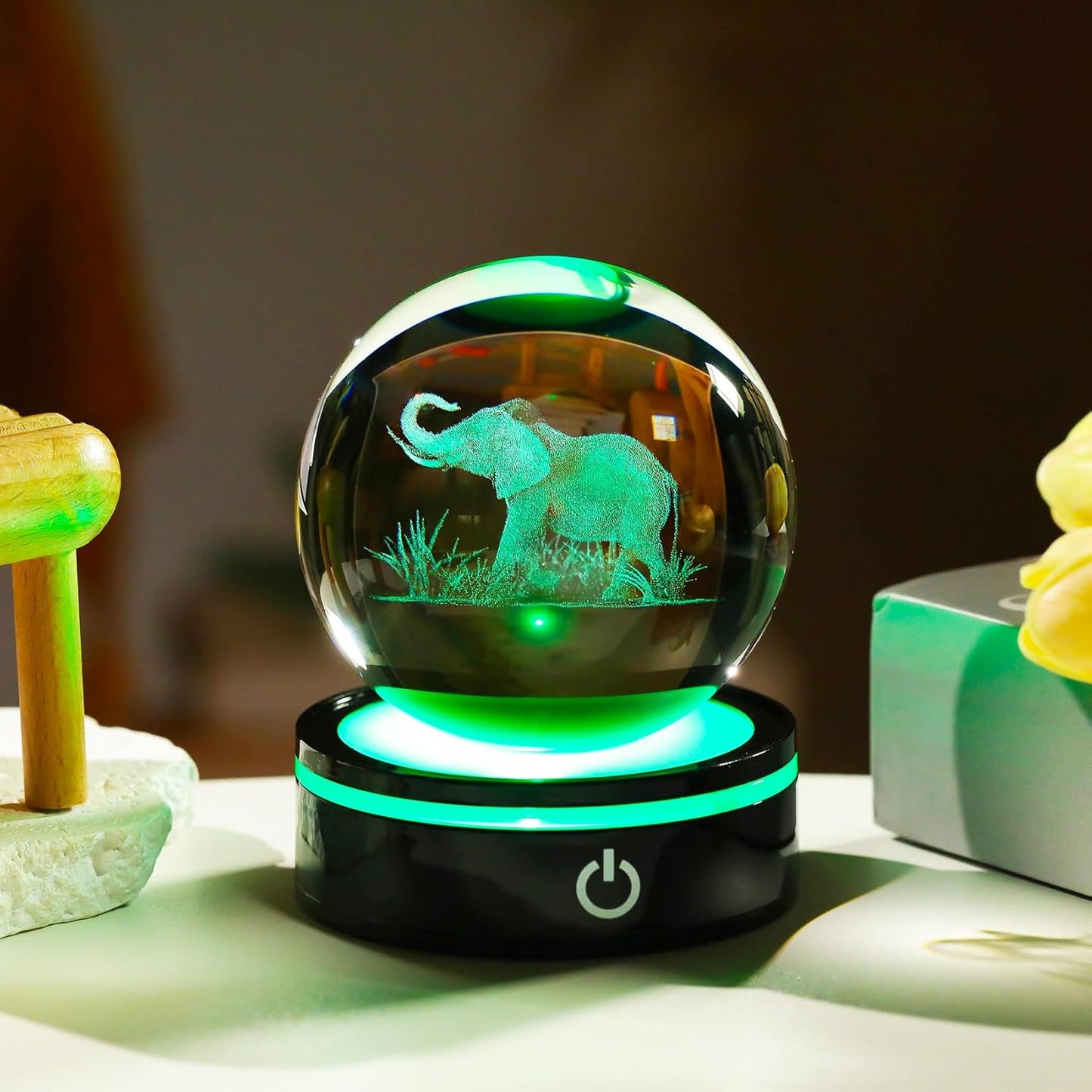 3D Crystal Elephant Lamp – Color-Changing LED Night Light