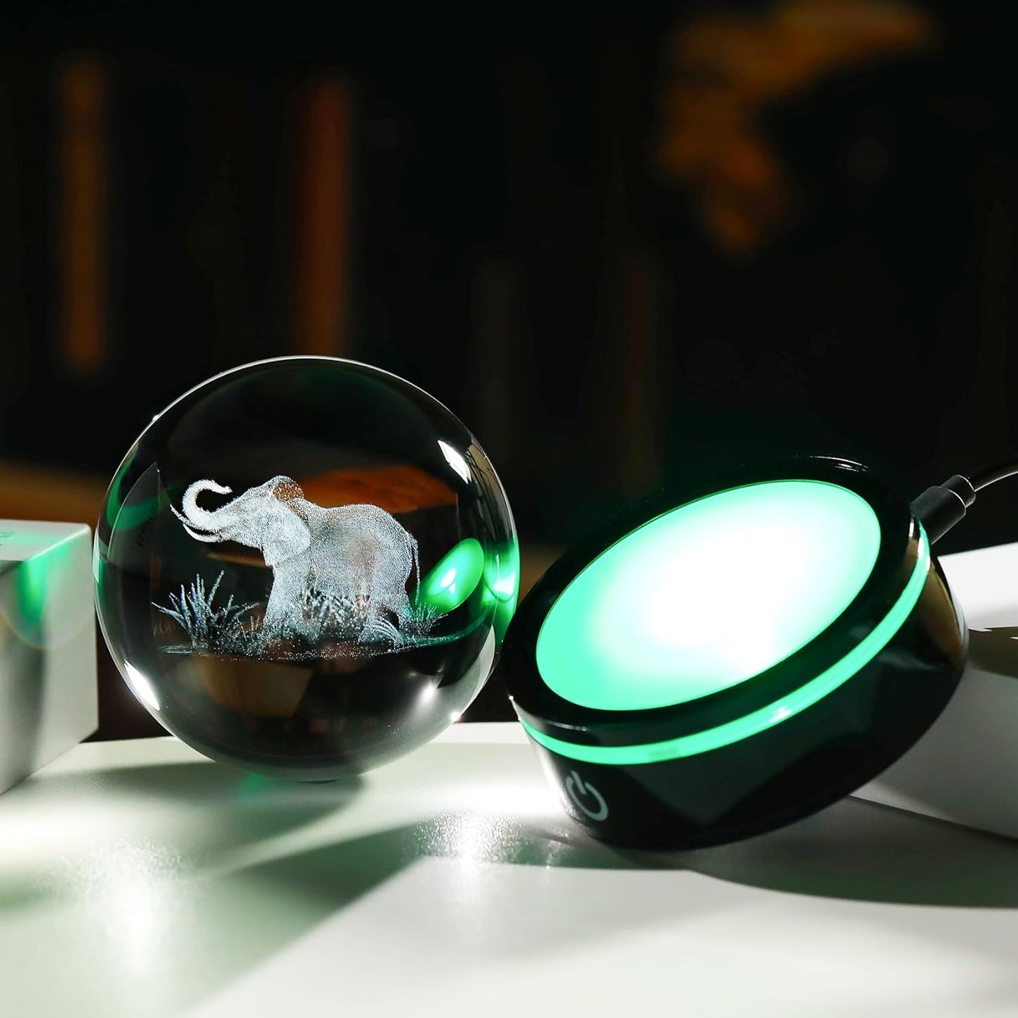 3D Crystal Elephant Lamp – Color-Changing LED Night Light