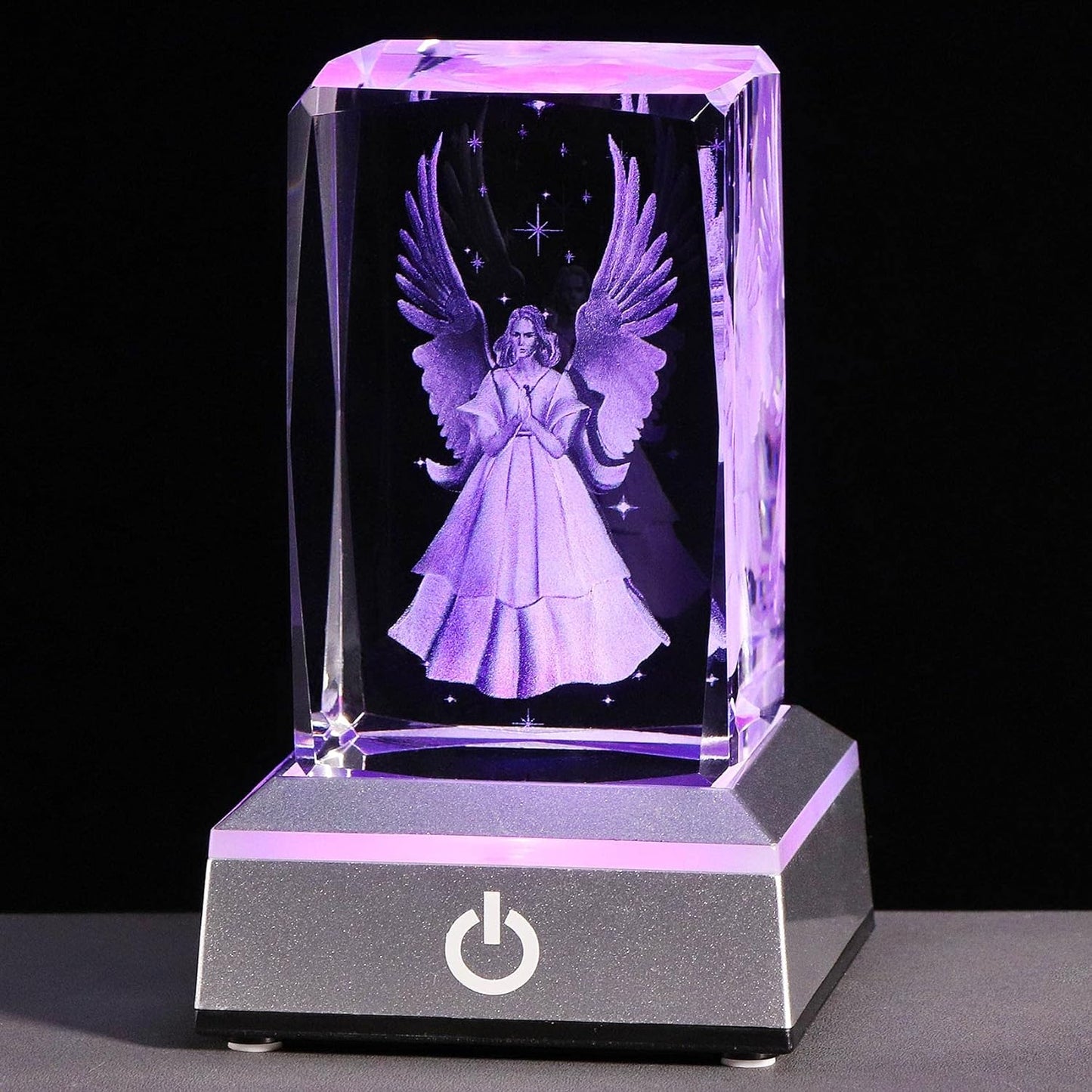3D Crystal Guardian Angel Lamp – Color-Changing LED Light