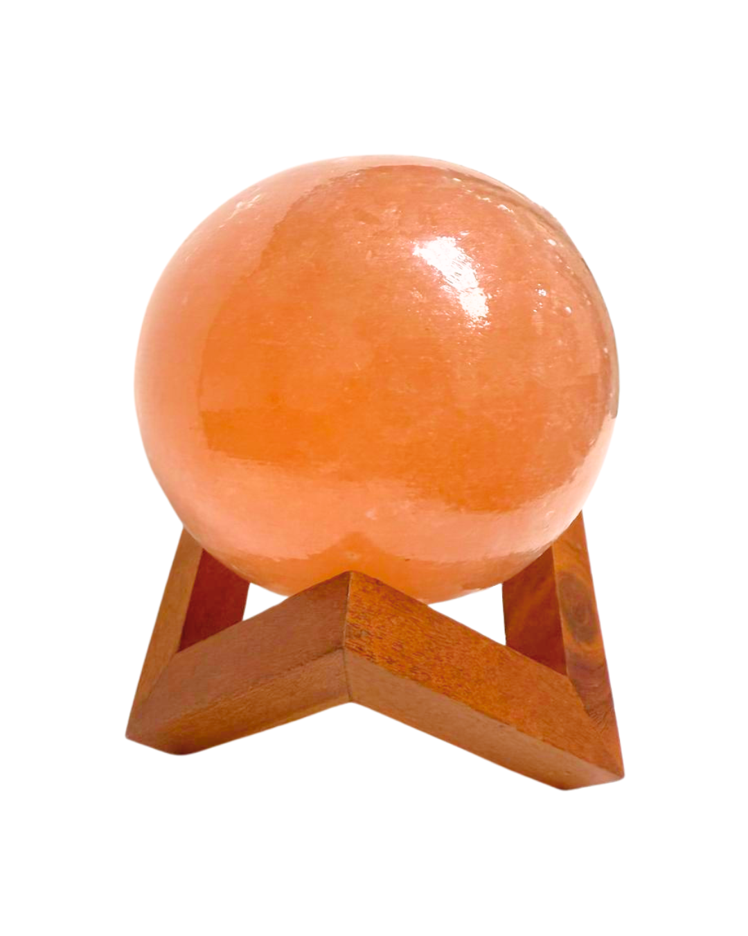 Salt Sphere on Artisan Wood Stand