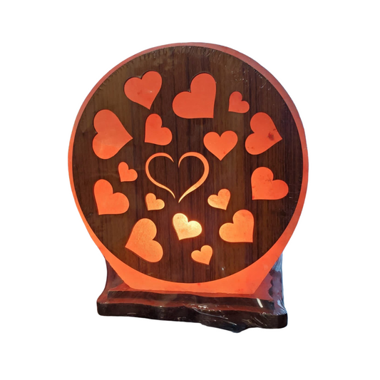 HeartGlow Harmony – Wooden Heart Himalayan Salt Lamp