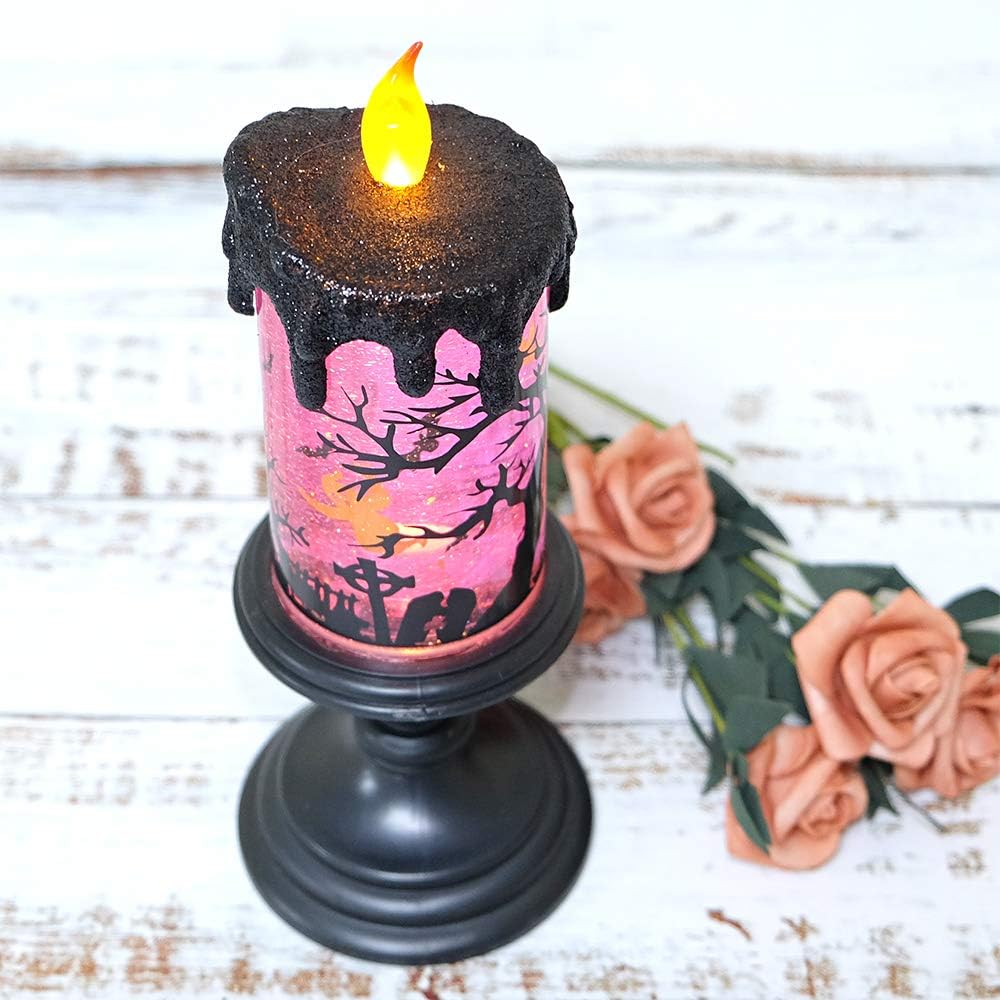 Haunted Glow Ghost Candle - Spinning  Halloween Lamp