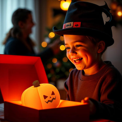 Cute Pumpkin Night Light – Rechargeable Silicone Lamp with Touch Control & Timer
