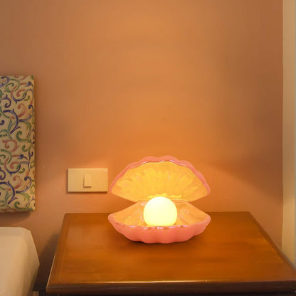 Ocean Pearl Glow Lamp – Ceramic Shell Night Light