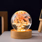 Red Daisy Crystal Flower Lamp – MARZIUS Glass Ball Night Light with Wooden Base
