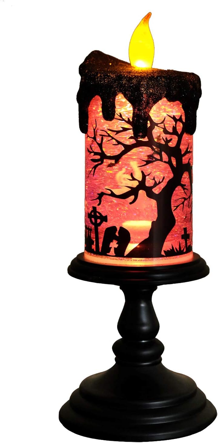 Haunted Glow Ghost Candle - Spinning  Halloween Lamp