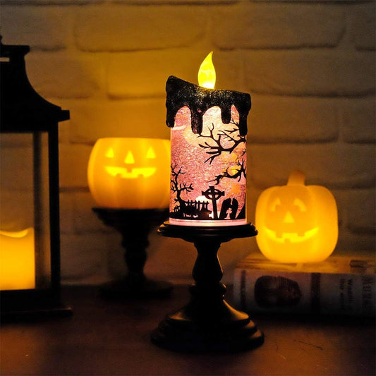 Haunted Glow Ghost Candle - Spinning  Halloween Lamp