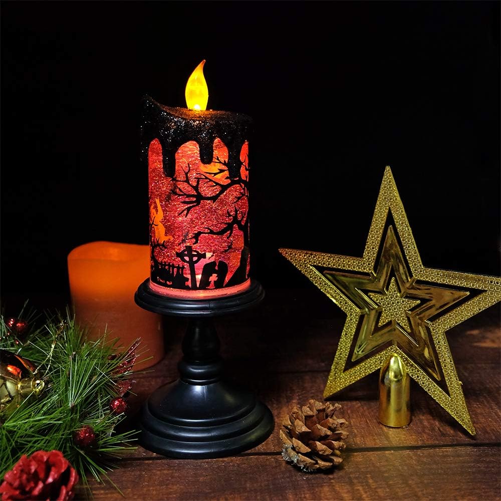 Haunted Glow Ghost Candle - Spinning  Halloween Lamp