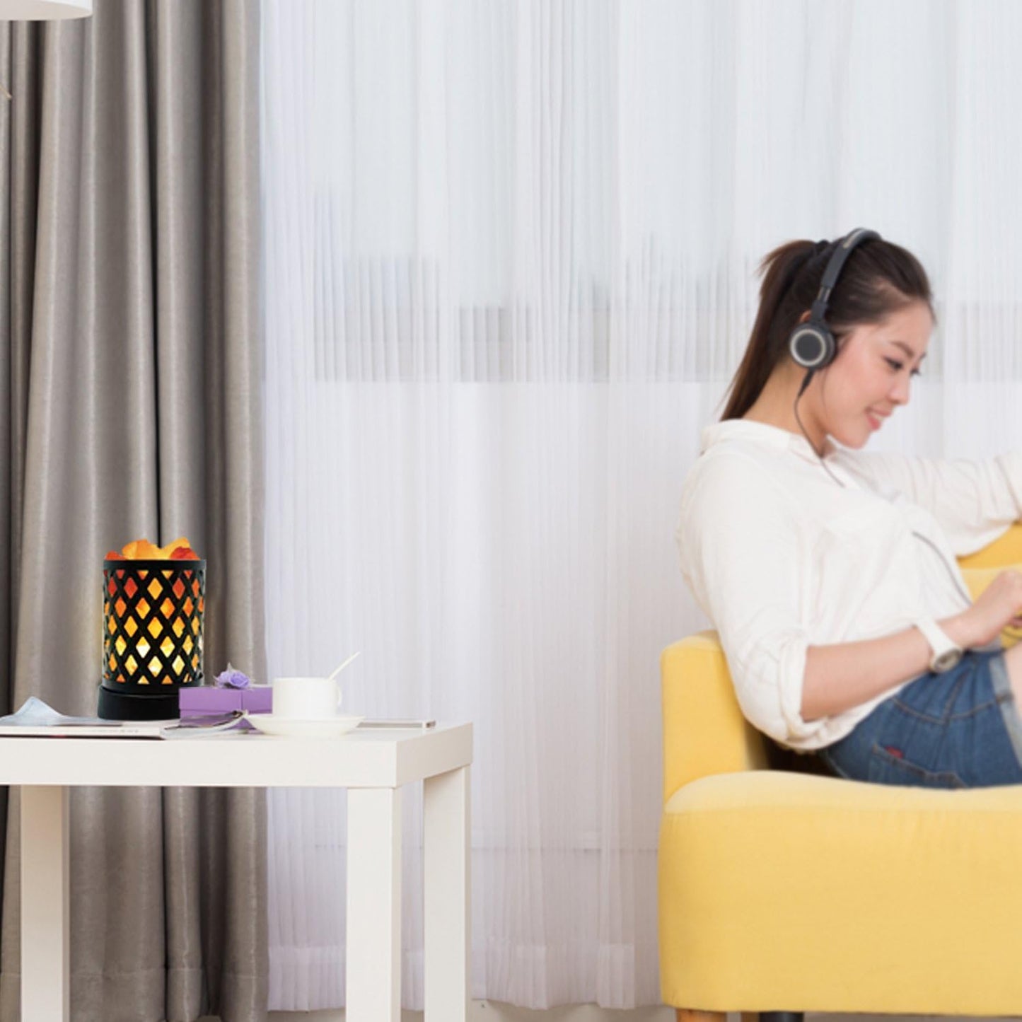 LatticeGlow Himalayan Salt Lamp – Pink Crystal Basket with Dimmer (2 lbs)