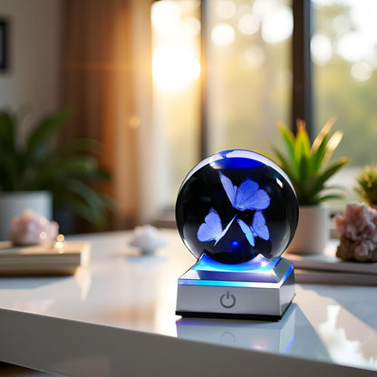 3D Butterfly Crystal Lamp – Color-Changing LED Night Light