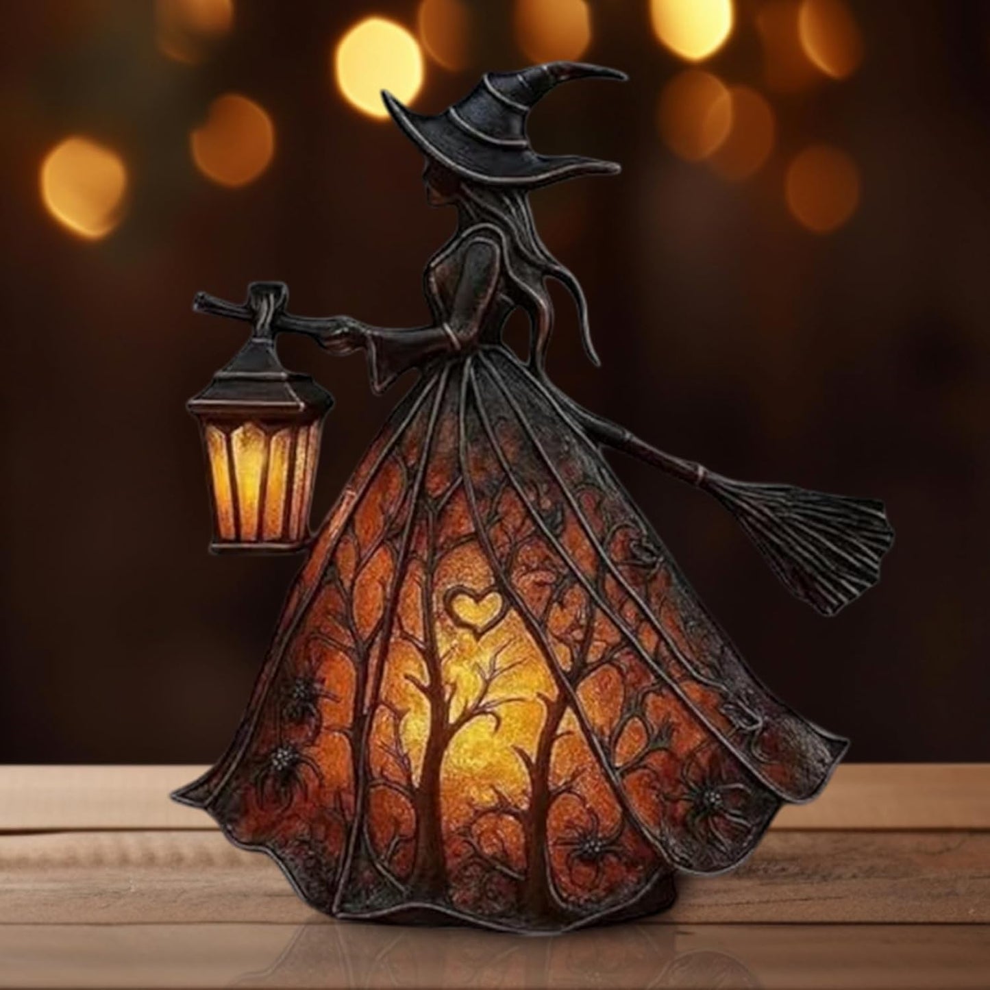 Gothic Witch Glow Lamp – Spooky Halloween Table Centerpiece