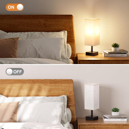 CozyLite Minimalist Table Lamp – Small Bedside & Desk Light with Linen Shade (Beige)