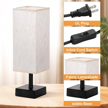 CozyLite Minimalist Table Lamp – Small Bedside & Desk Light with Linen Shade (Beige)