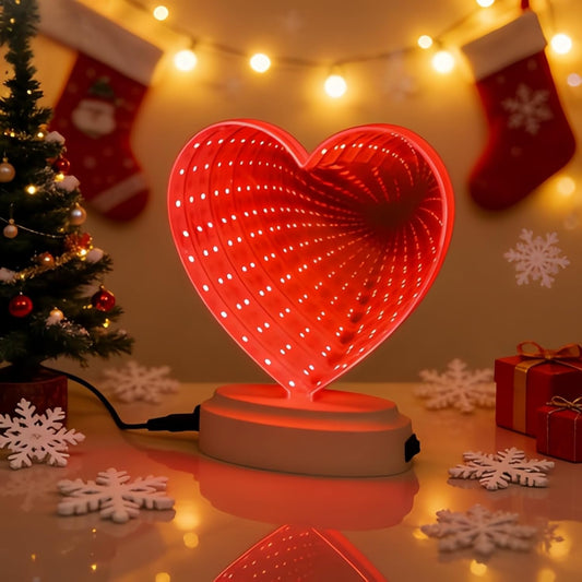 3D LED Mirror Tunnel Light – Heart Shape