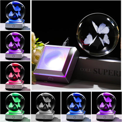 3D Butterfly Crystal Lamp – Color-Changing LED Night Light