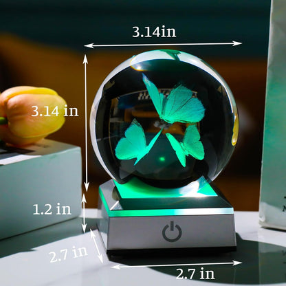 3D Butterfly Crystal Lamp – Color-Changing LED Night Light