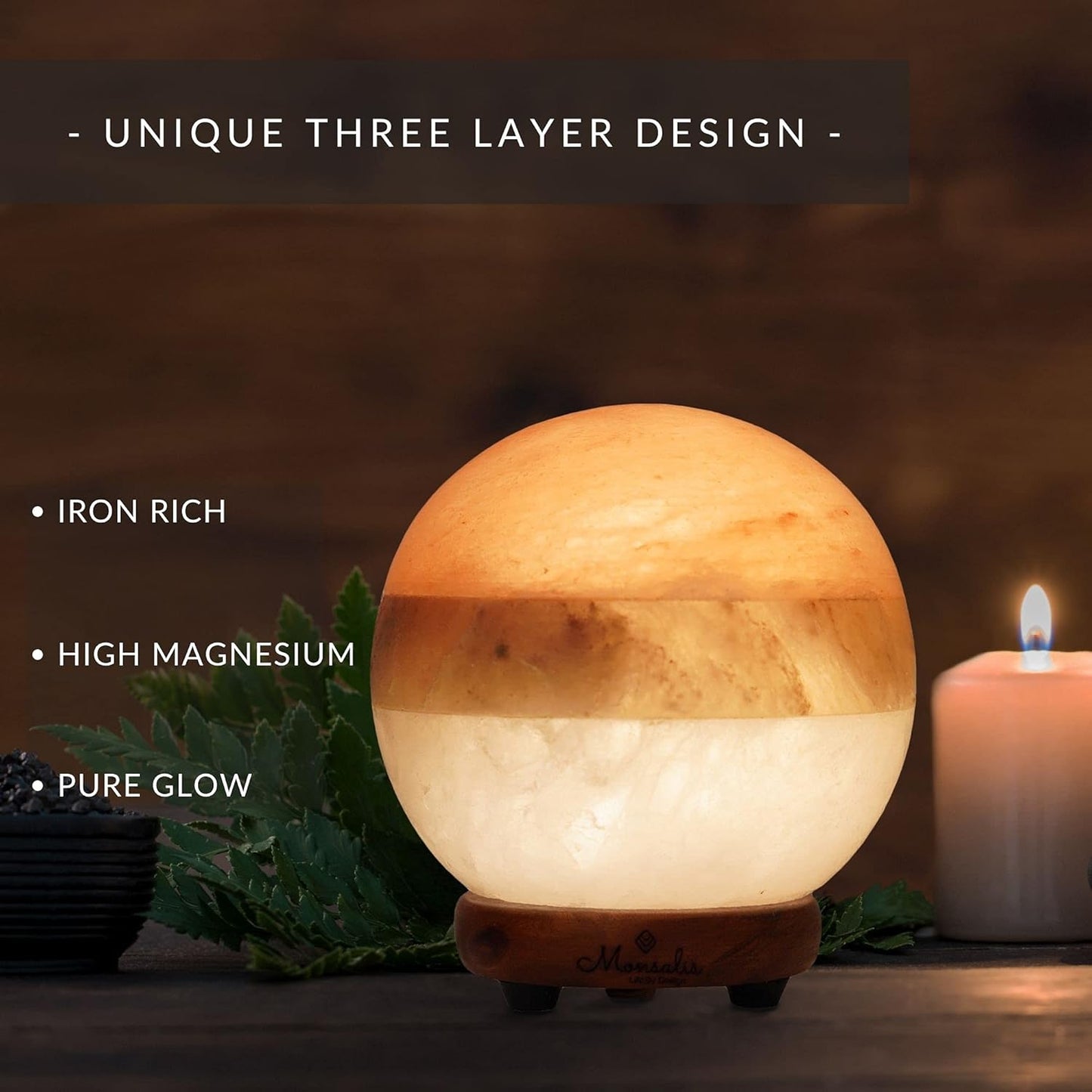 Tri-Color Himalayan Salt Sphere Lamp