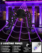 Spooky Purple LED Spider Web Halloween Decoration with Huge Furry Spider