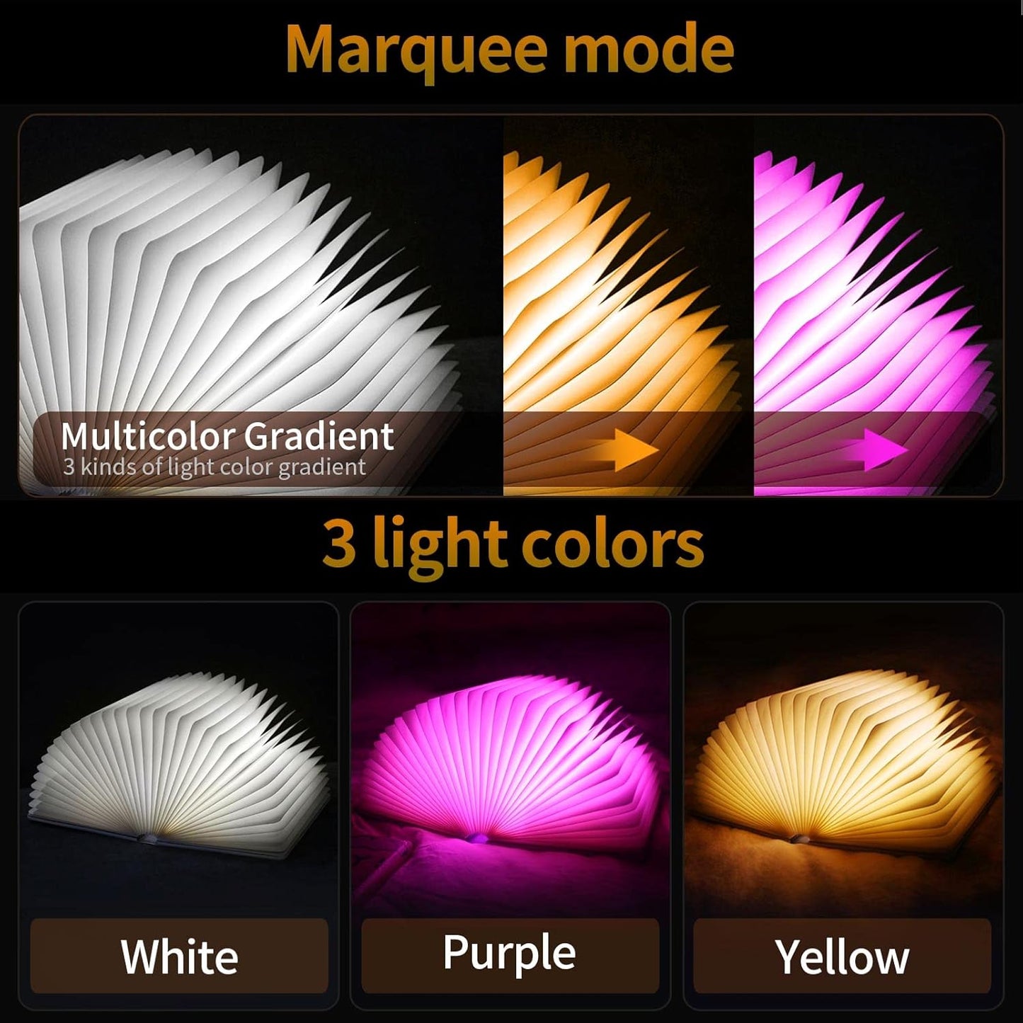 3D Dragon Book Lamp – Embossed Folding Night Light with Color-Changing LED