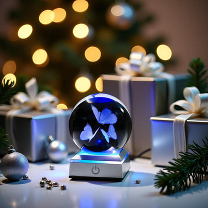 3D Butterfly Crystal Lamp – Color-Changing LED Night Light