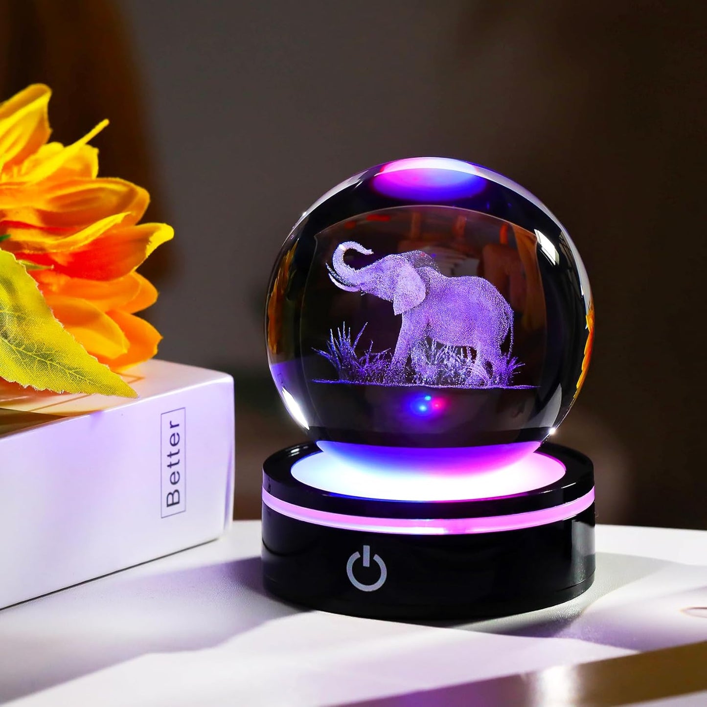 3D Crystal Elephant Lamp – Color-Changing LED Night Light