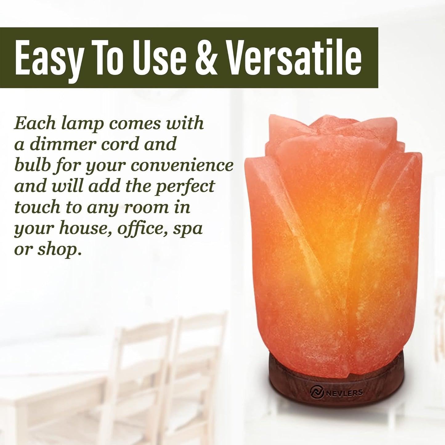 Flower Himalayan Salt Lamp – Handcrafted Pink Salt Rock with Dimmer & Wooden Base