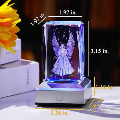 3D Crystal Guardian Angel Lamp – Color-Changing LED Light