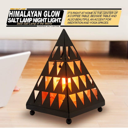 Himalayan Glow Pyramid Salt Lamp with Pink Crystal Chunks & Dimmer Switch