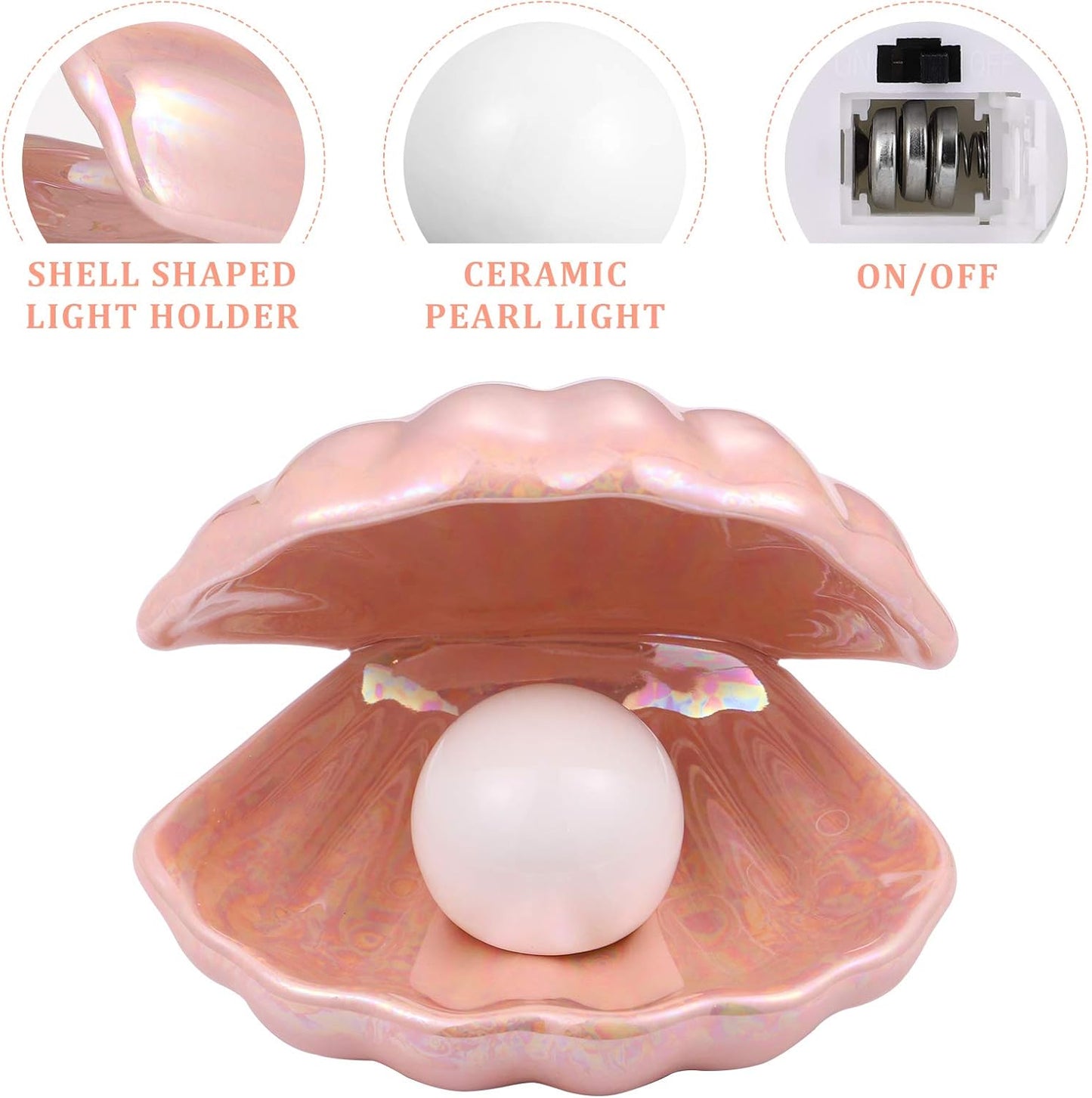 Ocean Pearl Glow Lamp – Ceramic Shell Night Light