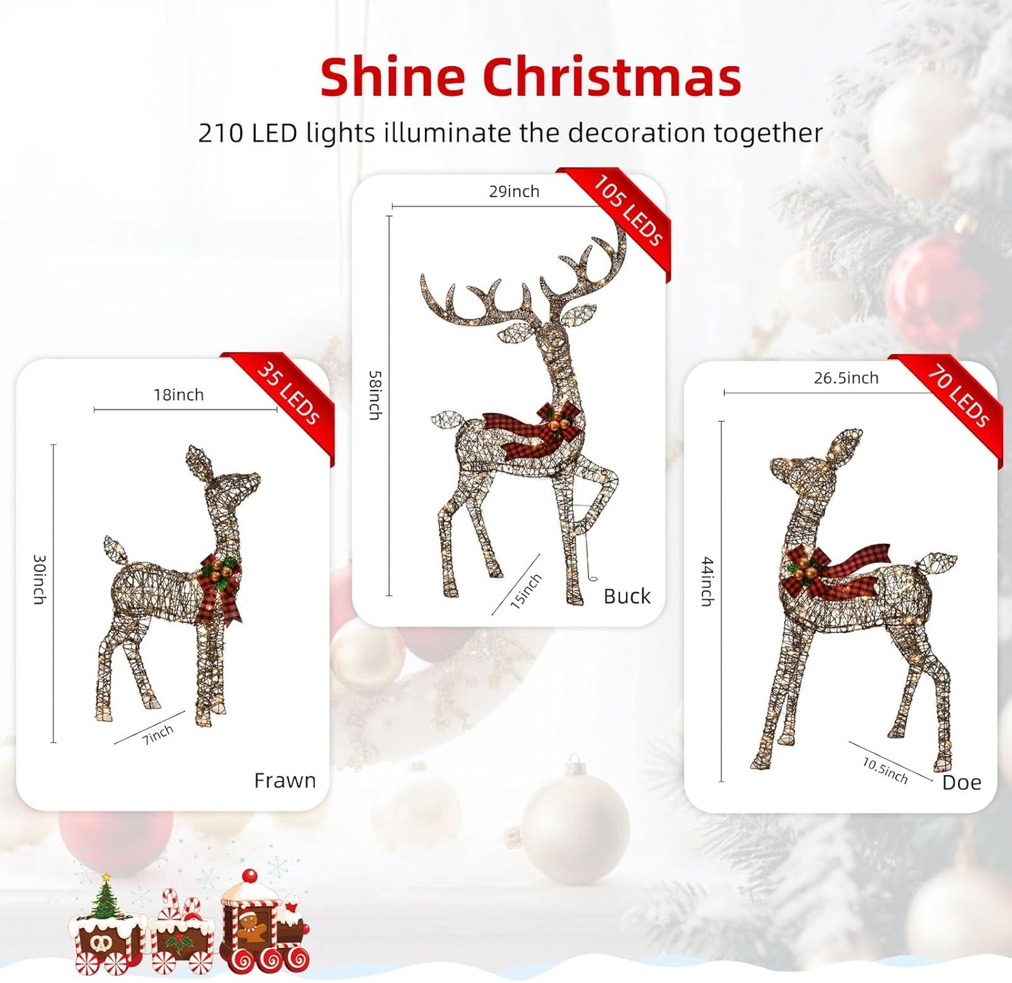WinterGlow Reindeer Family – 3-Piece Lighted Outdoor Christmas Decoration