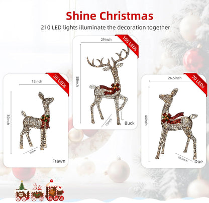 WinterGlow Reindeer Family – 3-Piece Lighted Outdoor Christmas Decoration