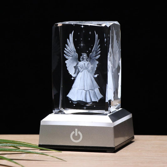3D Crystal Guardian Angel Lamp – Color-Changing LED Light
