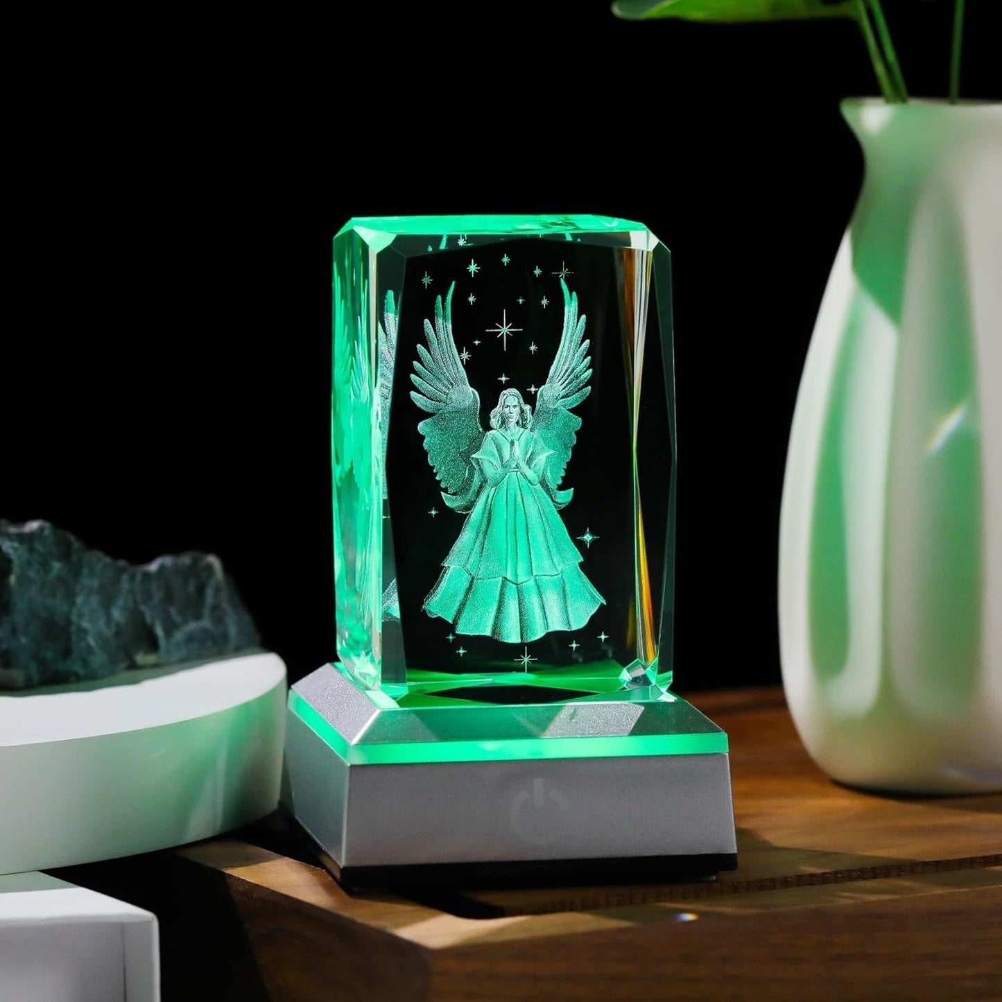 3D Crystal Guardian Angel Lamp – Color-Changing LED Light