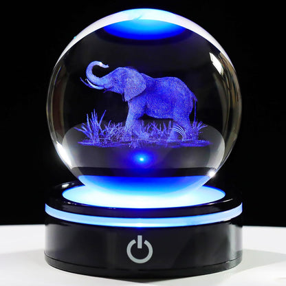 3D Crystal Elephant Lamp – Color-Changing LED Night Light
