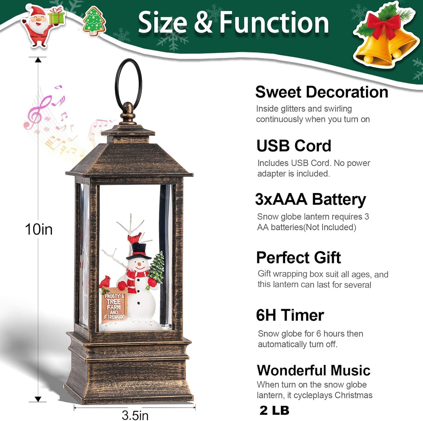 Frosty’s Tree Farm Musical Snow Globe Light