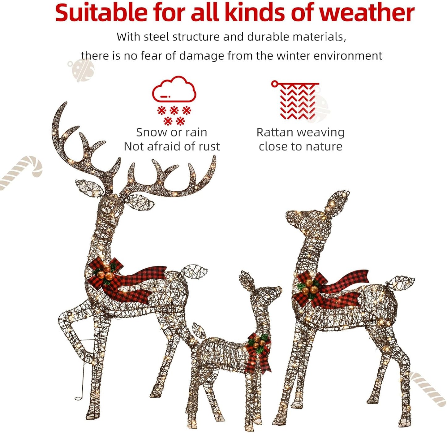 WinterGlow Reindeer Family – 3-Piece Lighted Outdoor Christmas Decoration