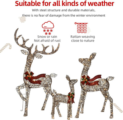 WinterGlow Reindeer Family – 3-Piece Lighted Outdoor Christmas Decoration