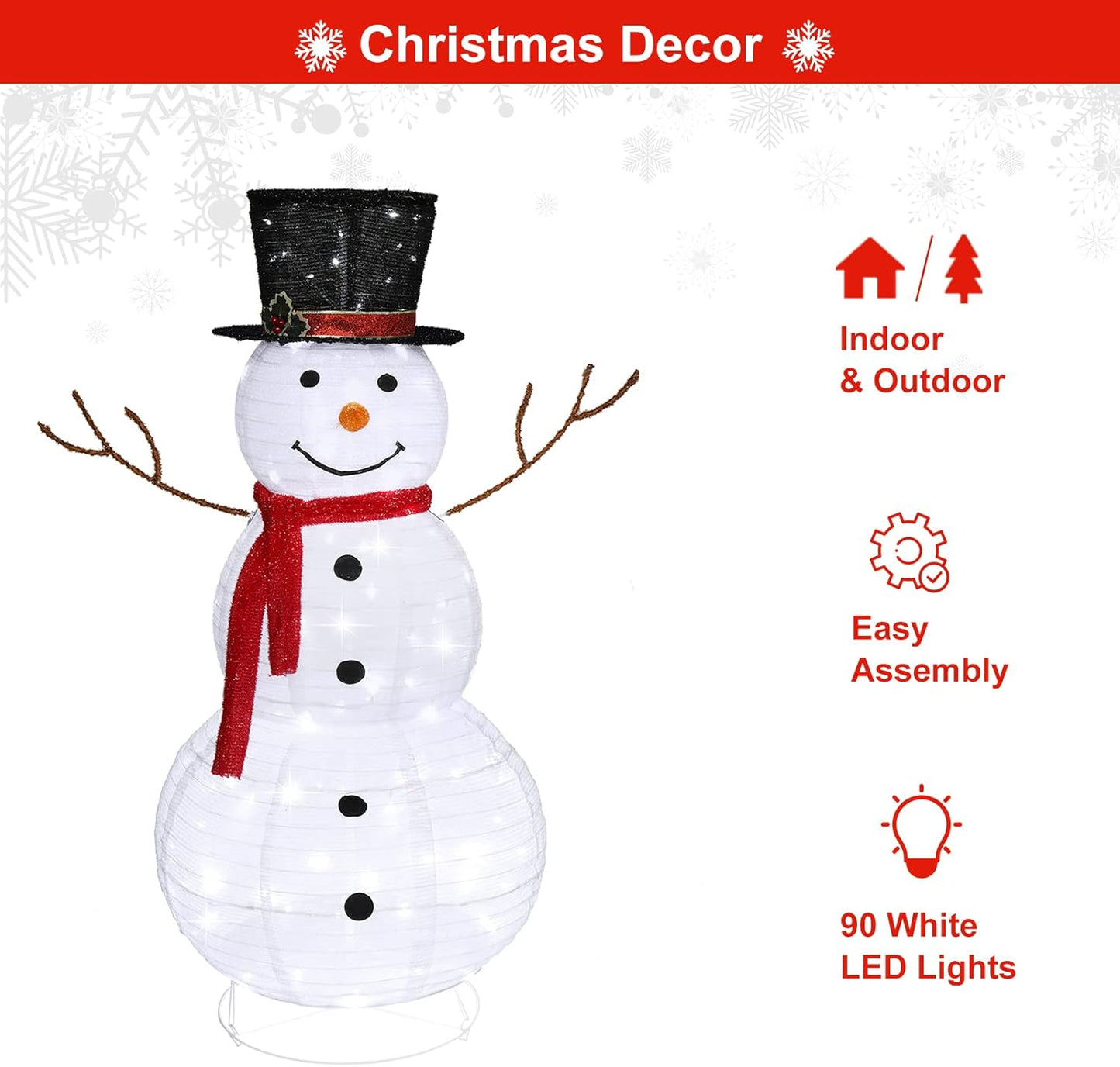 4FT Lighted Snowman Outdoor Christmas Decoration