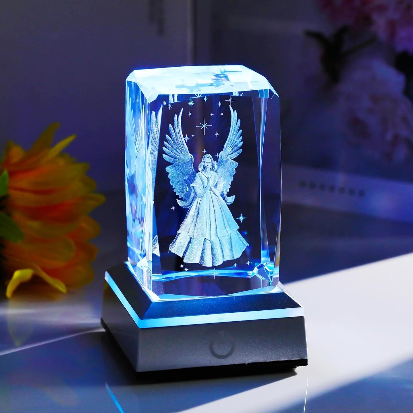3D Crystal Guardian Angel Lamp – Color-Changing LED Light