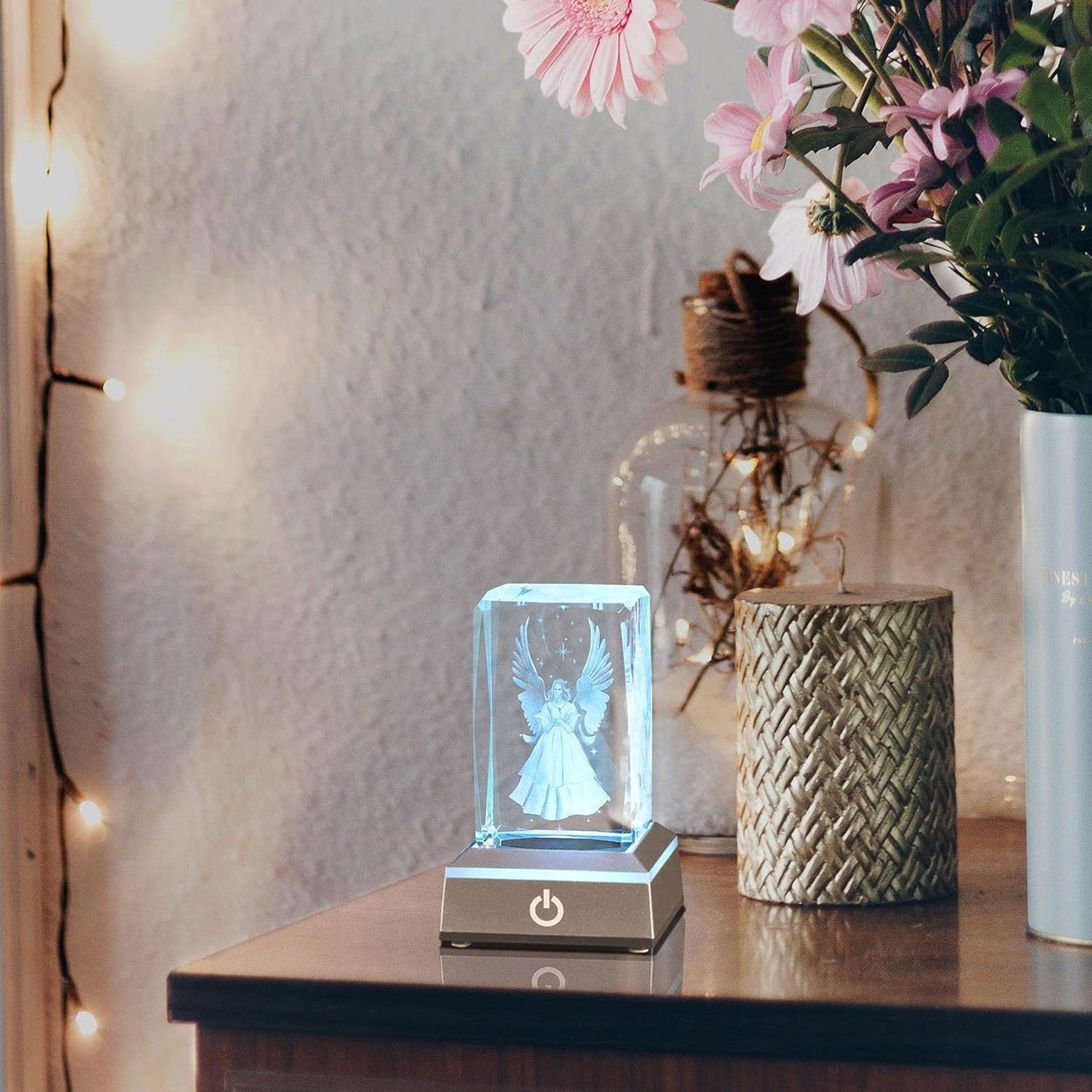 3D Crystal Guardian Angel Lamp – Color-Changing LED Light