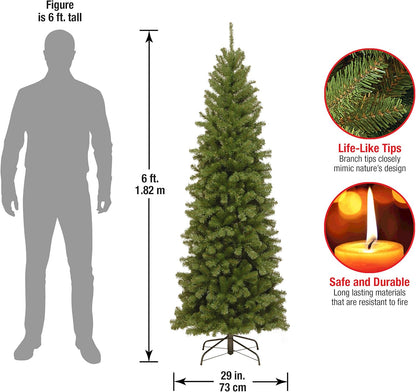 6FT Slim Artificial Christmas Tree with Metal Stand